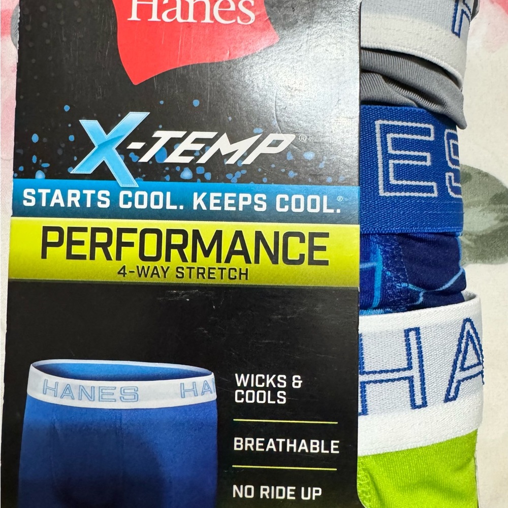 Hanes Boxer Briefs Blue Gray Performance Wear